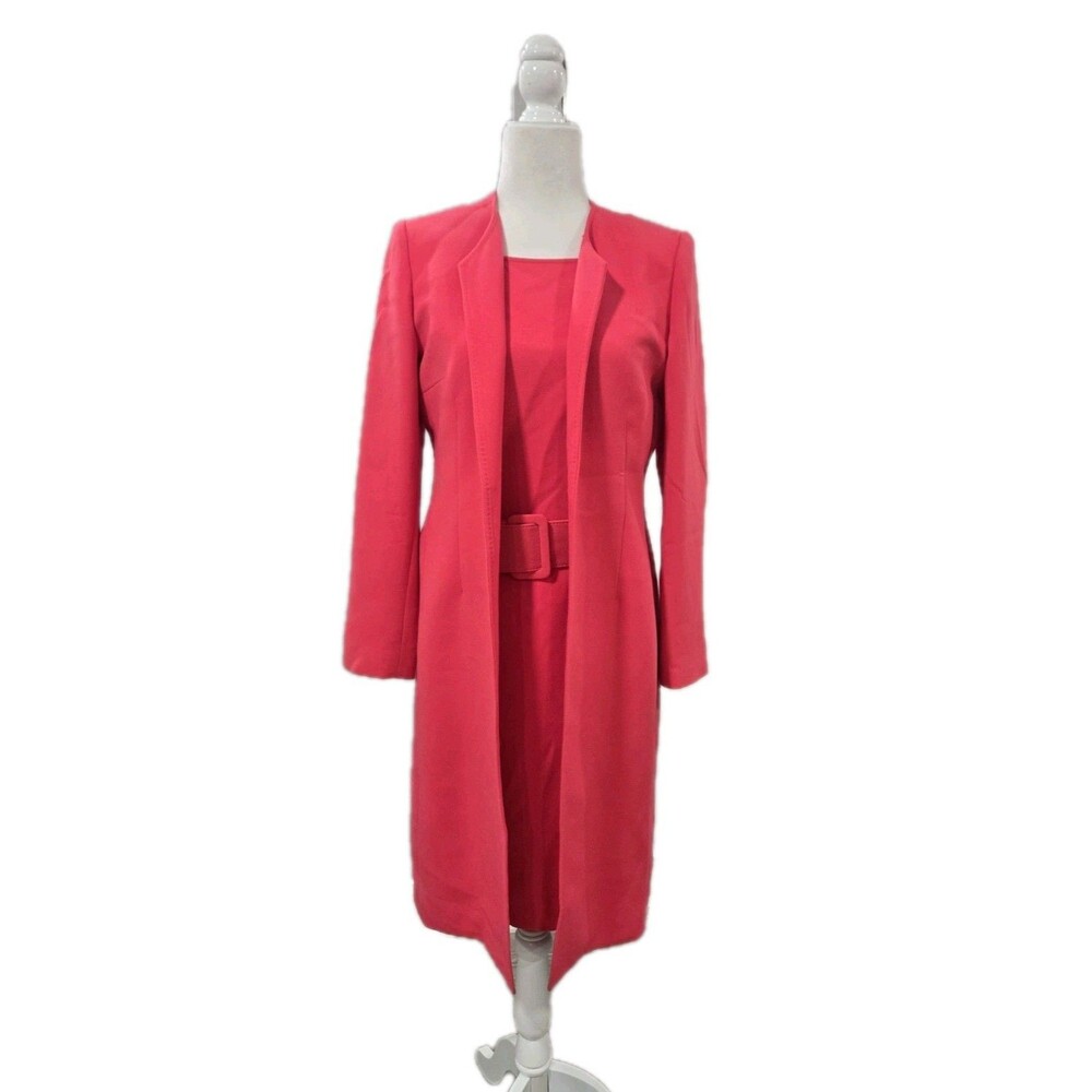 Anne Klein Dress Suit With Long Blazer Jacket And Removable Belt Size 8